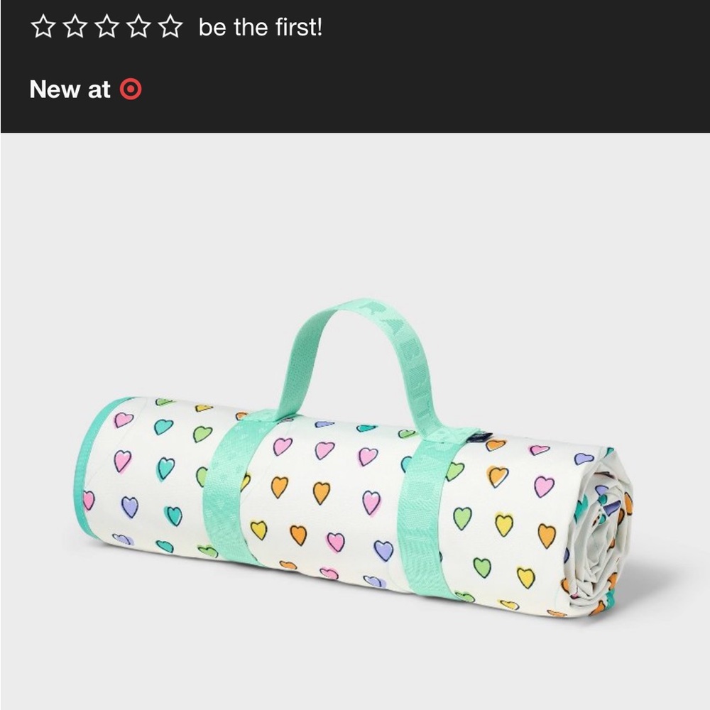 Target x Roller Rabbit Heart Print Roll-Up Picnic Blanket with Mint Carry Handle